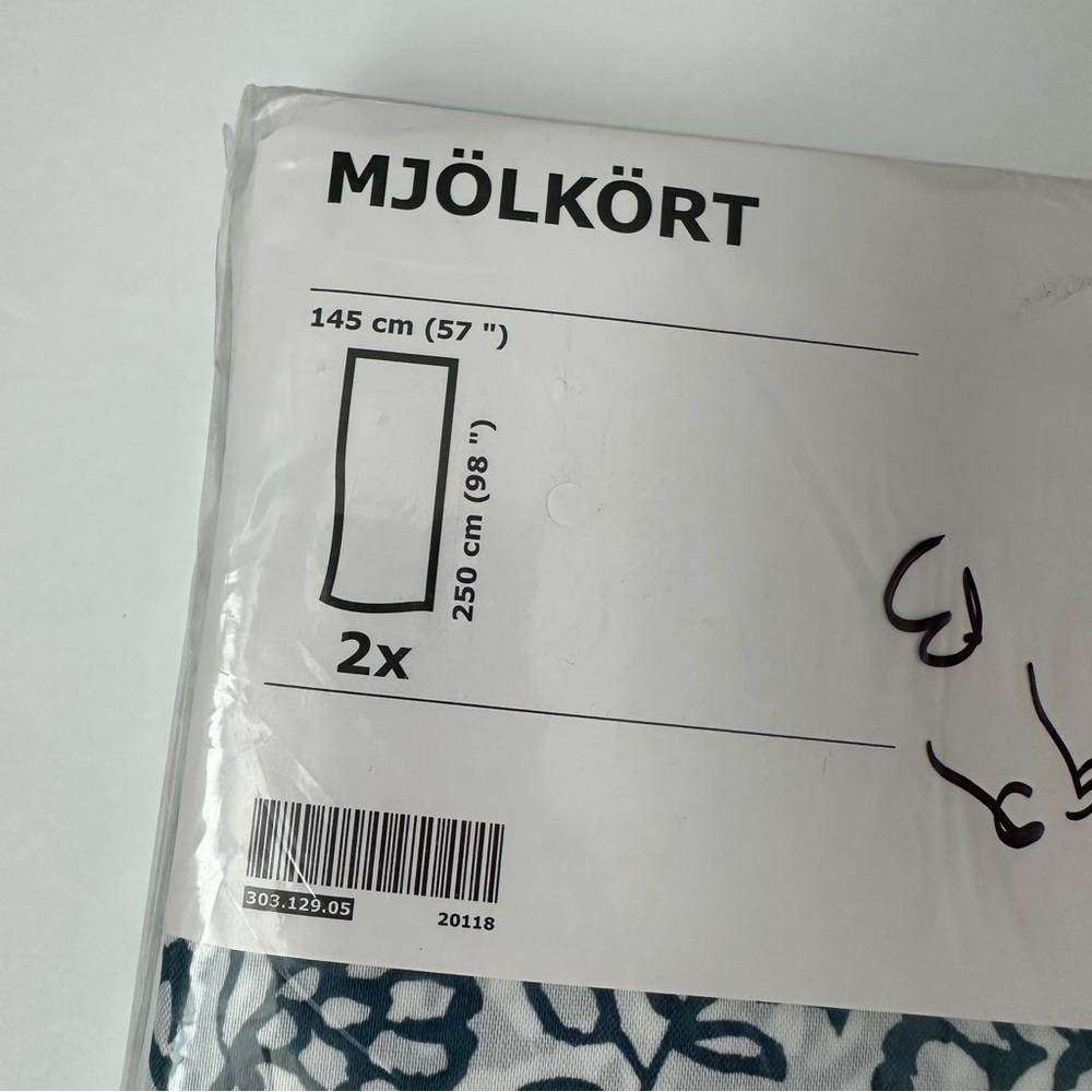 Ikea Mjölkört Mjolkort Curtains 4 Panels 57” x 98” Blue White Floral NWT - Picture 2 of 6